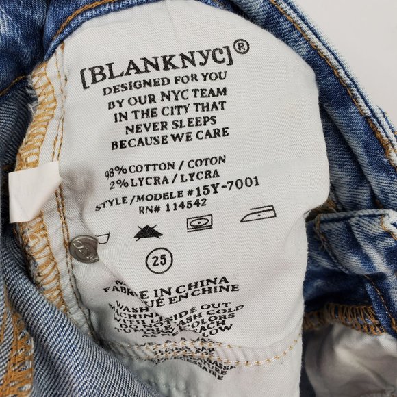 Blank NYC Skinny Classique Light Wash Acid Distressed Jeans Size 25 - Picture 4 of 9